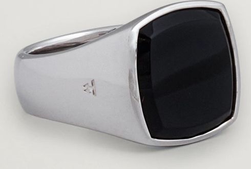 Tom Wood Cushion Polished Black Onyx Ring Silver
