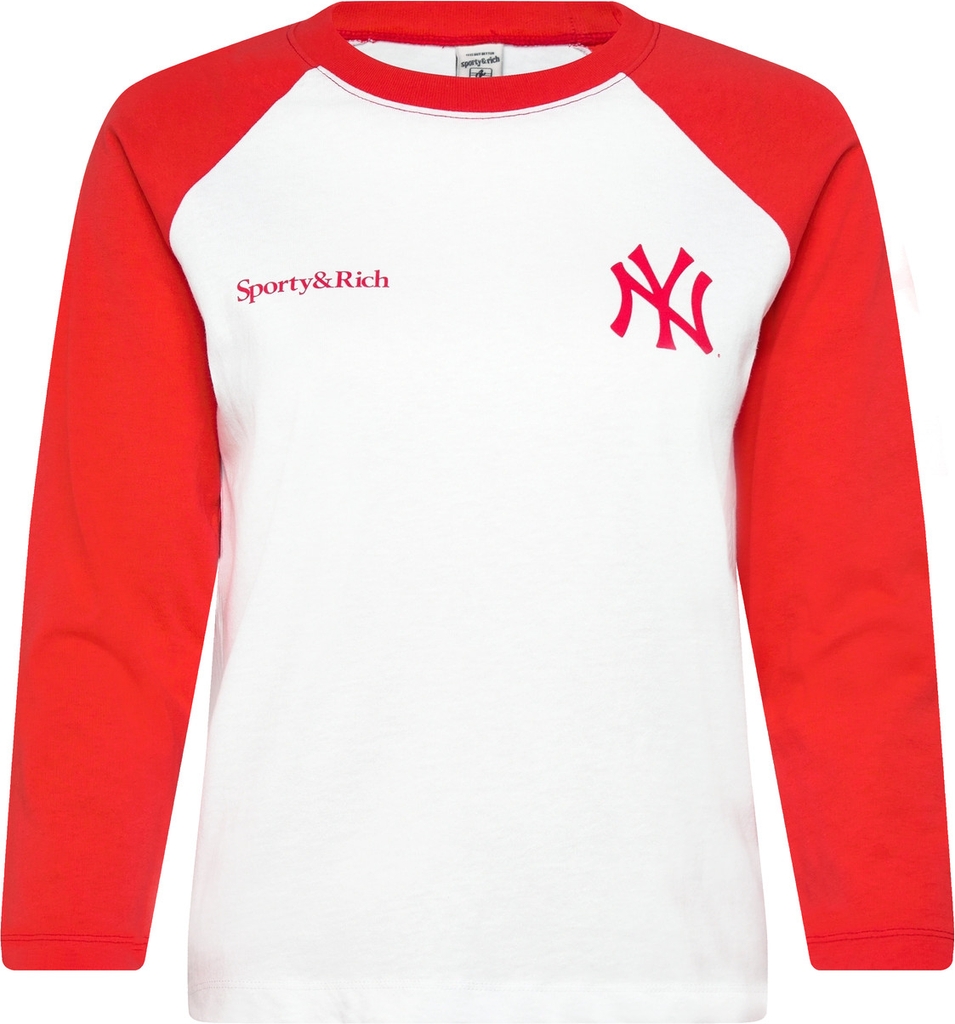 Sporty & Rich Yankees Serif Baseball Tee - Red - XS