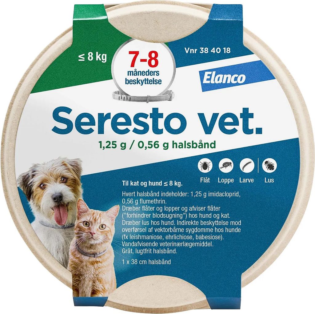 vet flåthalsbånd til kat/hund - 0-8 kg