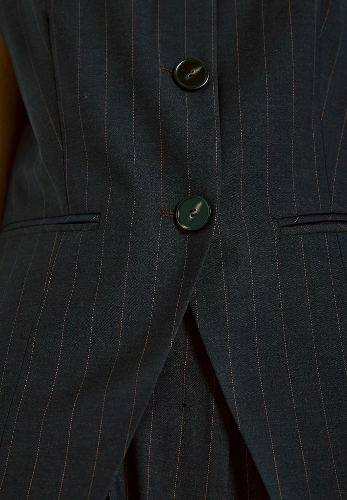 kandria - vest - brown pinstripe