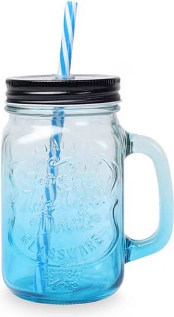 Med Låg Og Sugerør 450 ml Drikkeglas