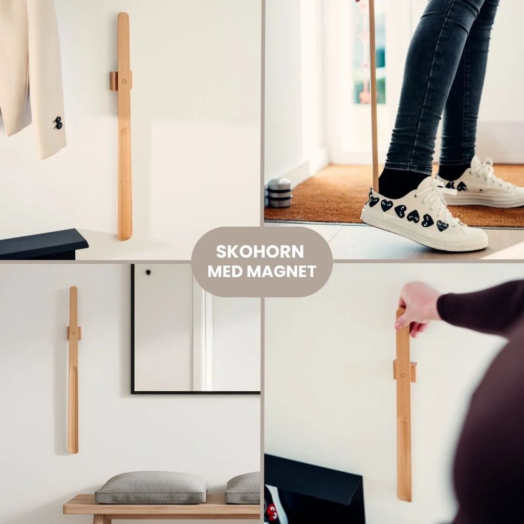 skohorn lyst træ - med magnet holder