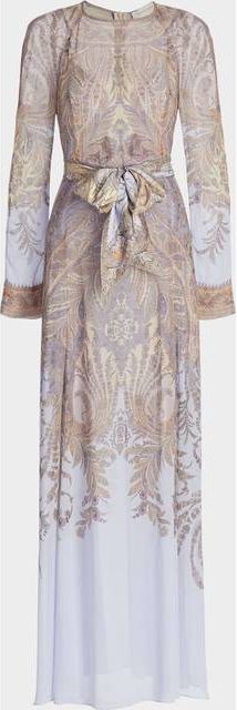Zimmermann Hypnotic Belted Paisley Maxi Dress - Blue