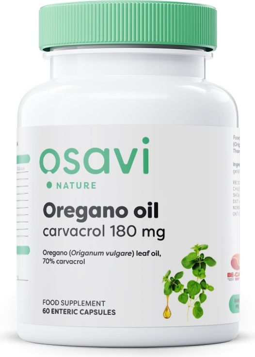 Oregano-olie med Carvacrol, 180 mg - 60 enterokapsler