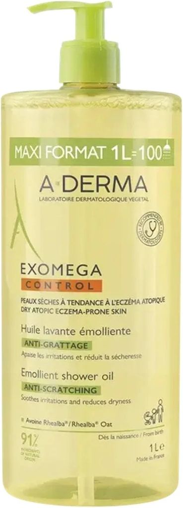 a-derma exomega control emollient shower oil, 1000 ml