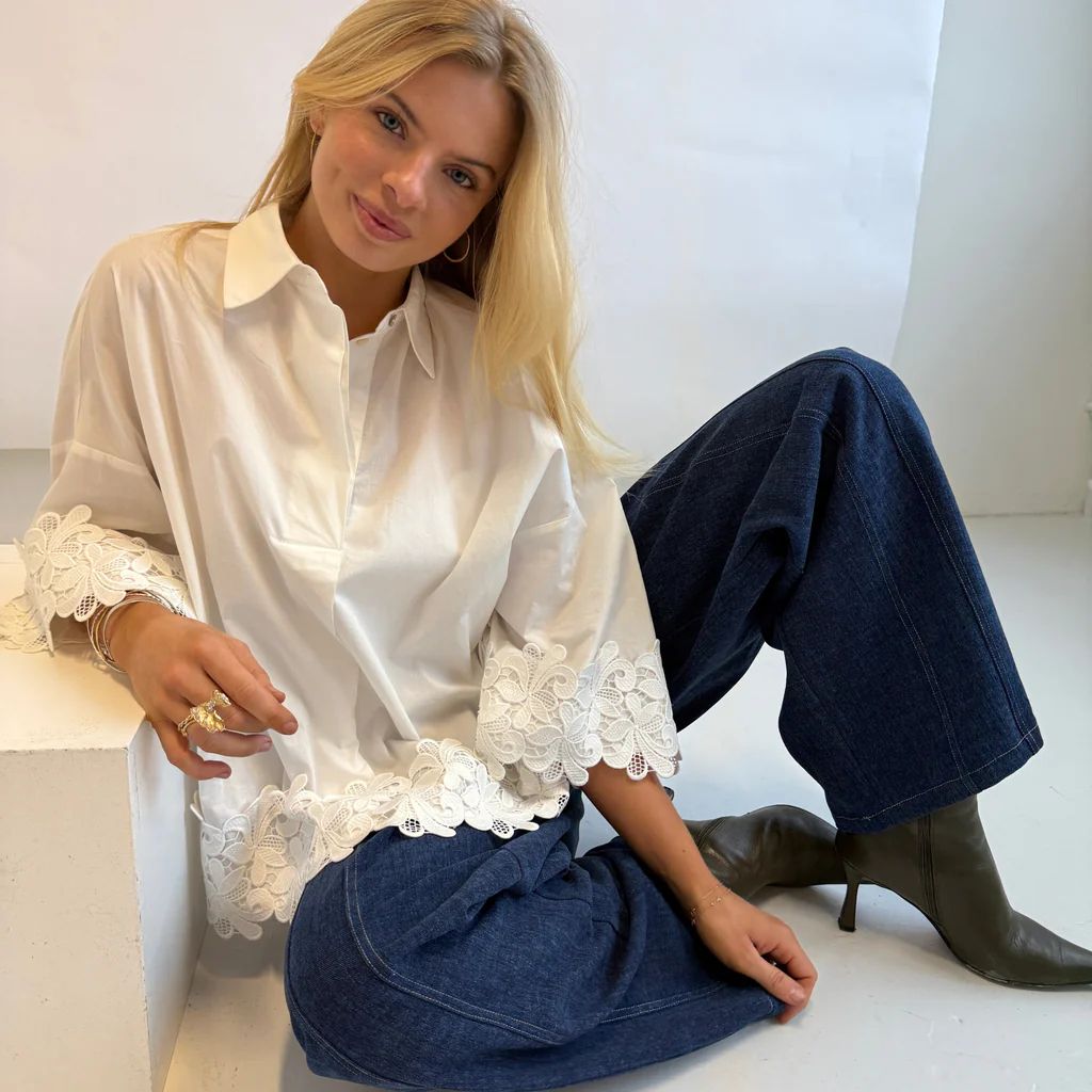 klara embroidery bluse hvid