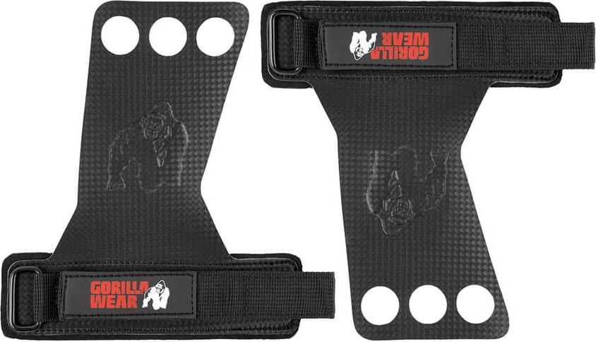 Gorilla Wear 3-Hole Carbon Lifting Grips Black