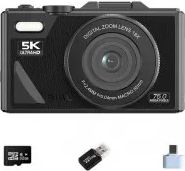 inf 5k ultra hd digitalkamera med 75mp, 18x zoom, wifi og tilbehør