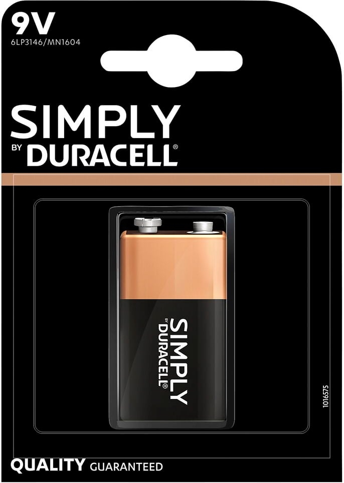 duracell simply 9 v alkaline batteri 1-pk.