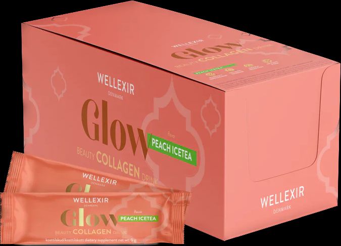Wellexir Glow Beauty Collagen Drink Peach Ice Tea 6g 50 stk
