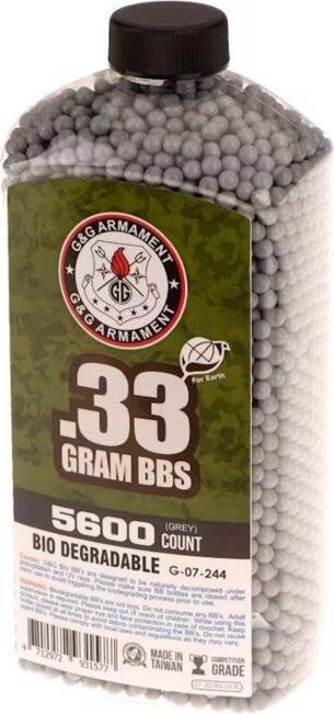 0,33g airsoft kugler g&g, 5600 stk, grå