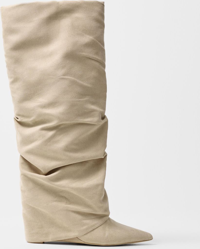 Nelly Folded Shaft Boot - Beige