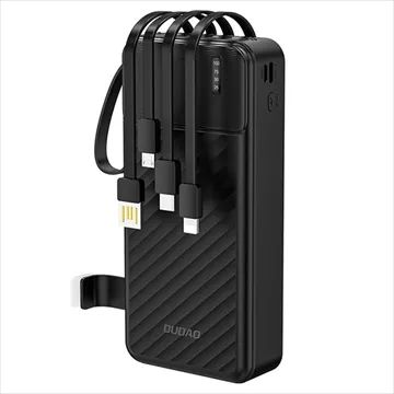 dudao k11 pro 20000mah powerbank med indbyggede kabler - sort