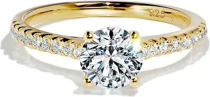 Oxford solitaire ring med sten i forgyldt sterlingsølv - 52