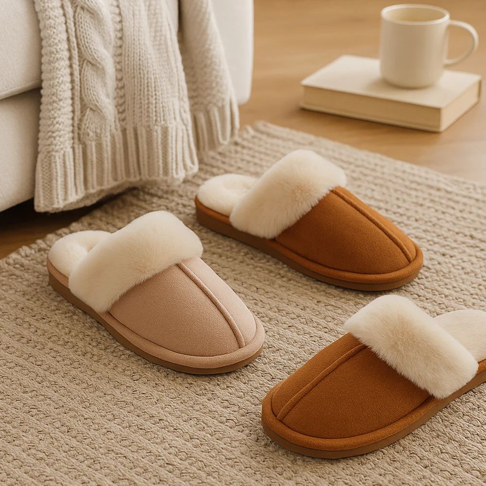 Satana Tøfler Varme Myke - Beige/Beige