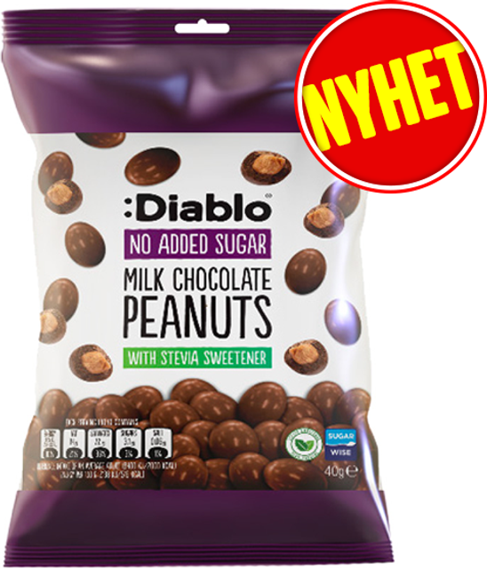 Diablo Peanøtter Med Melkesjokoladetrekk 40 G 40g