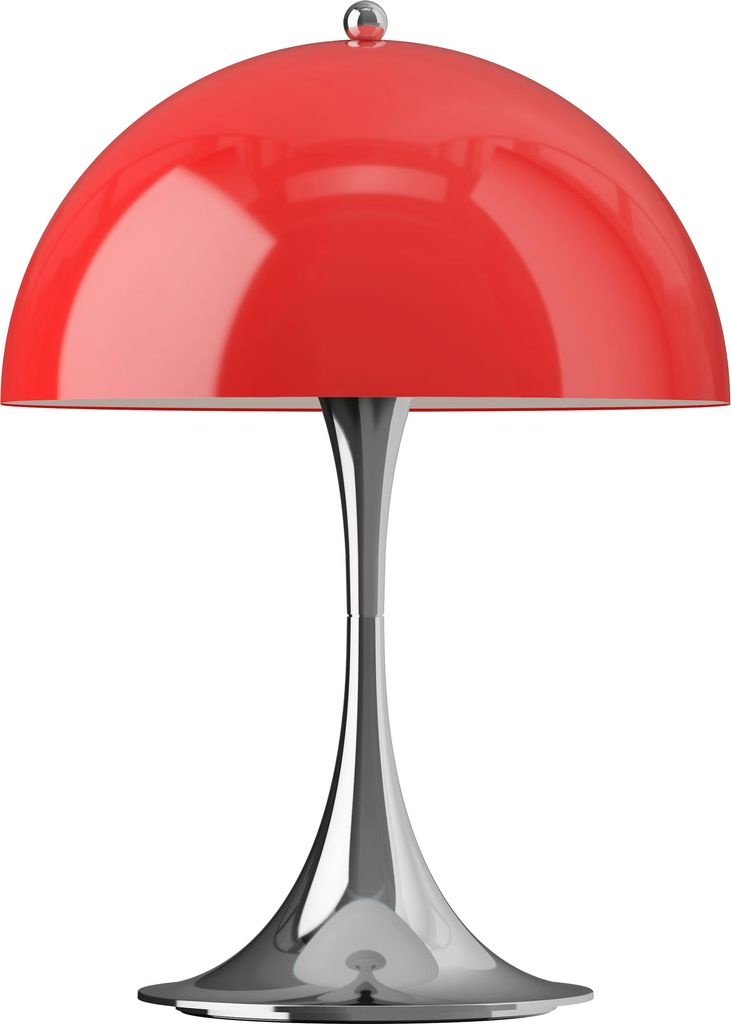 Louis Poulsen Bærbar Dæmpbar LED Panthella 250 Portable V3 Krom Opal Rød Bordlampe 63.5cm
