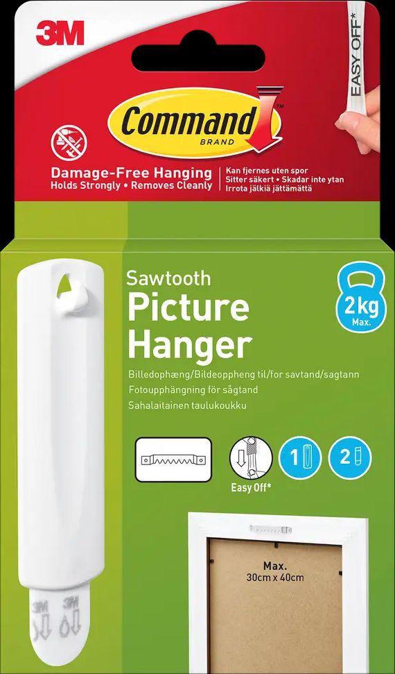 command™ billedophæng 1 krog og 2 strips
