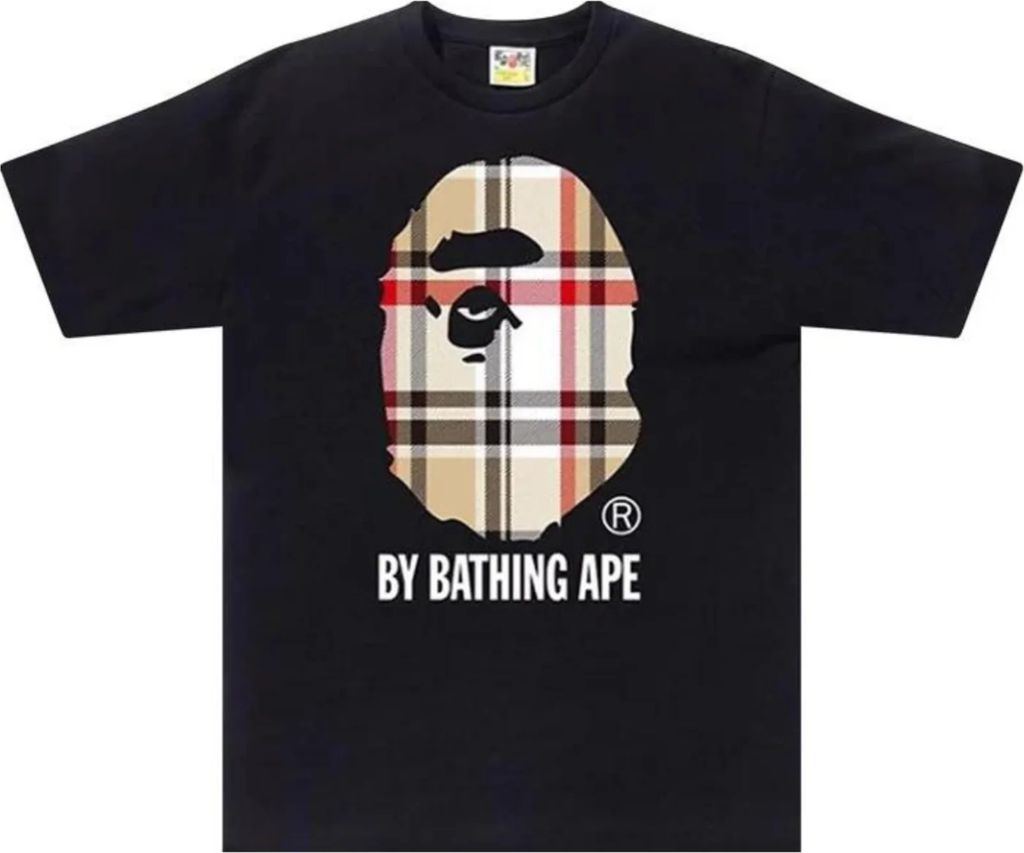 bape big head plaid t-shirt black