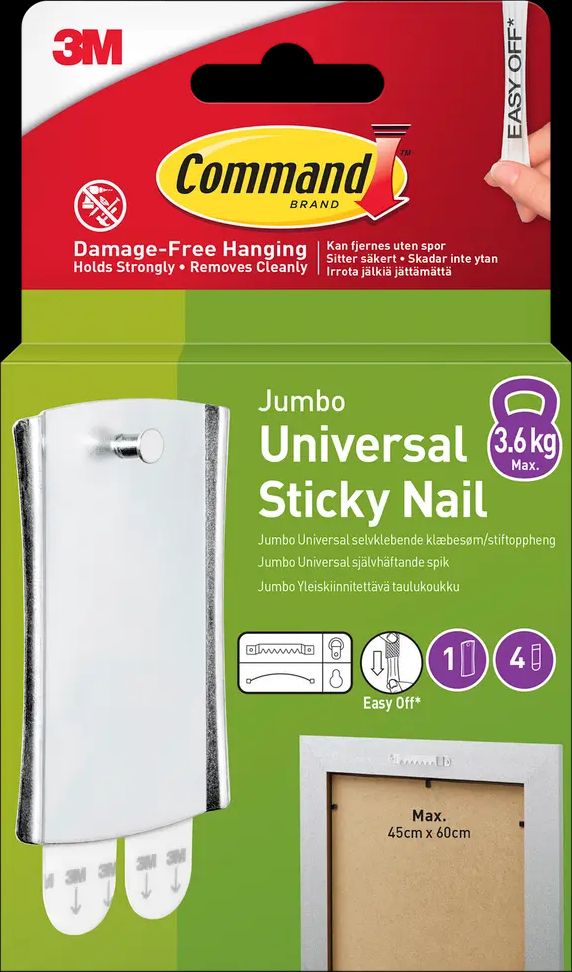 command™ klæbesøm universalophæng jumbo - 1 krog