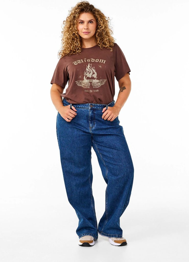 mit weitem bein und hohem bund - jeans relaxed fit - blue denim