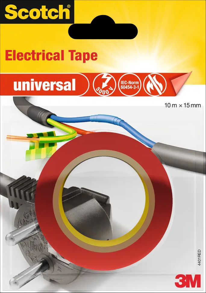 scotch® elektrisk tape 10 meter x 15 mm - rød