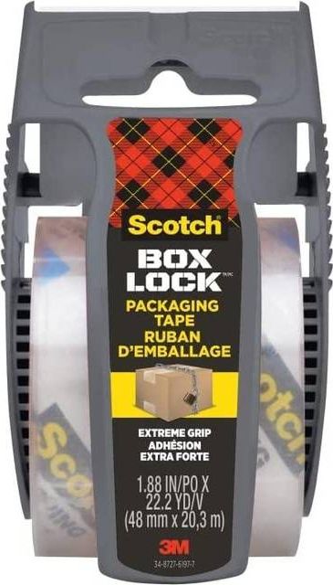 3M Scotch Box Lock Packaging Tape 195-EF 48mmx20.3m 1 Roll with Dispenser