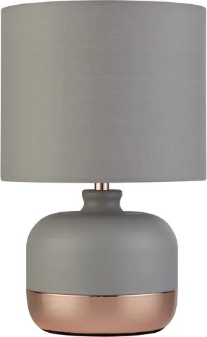 bordlampe tamsin, grå, metal/tekstil, højde 27 cm, e14