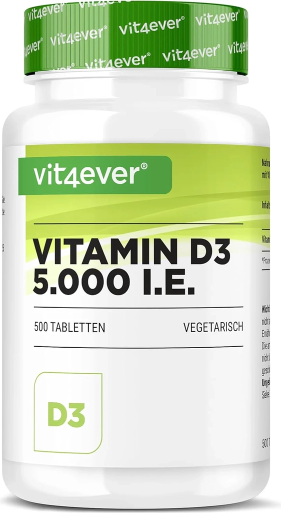 vitamin d3, depot 5000 i.e., 500 tabletter, vit4ever