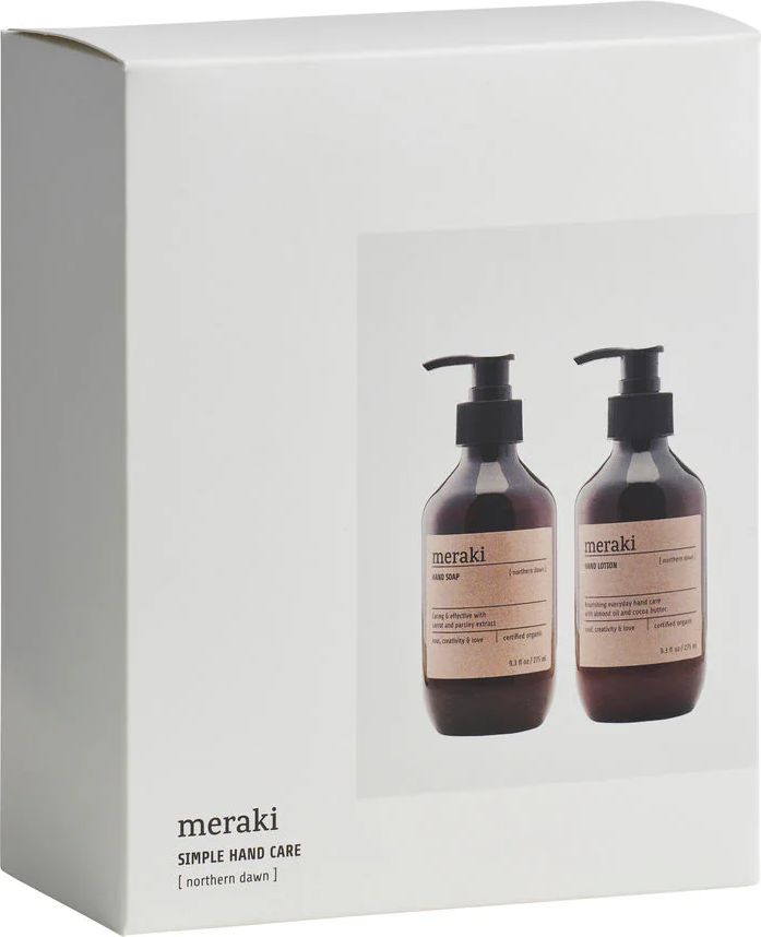 meraki gaveæske, northern dawn, håndsæbe og håndlotion