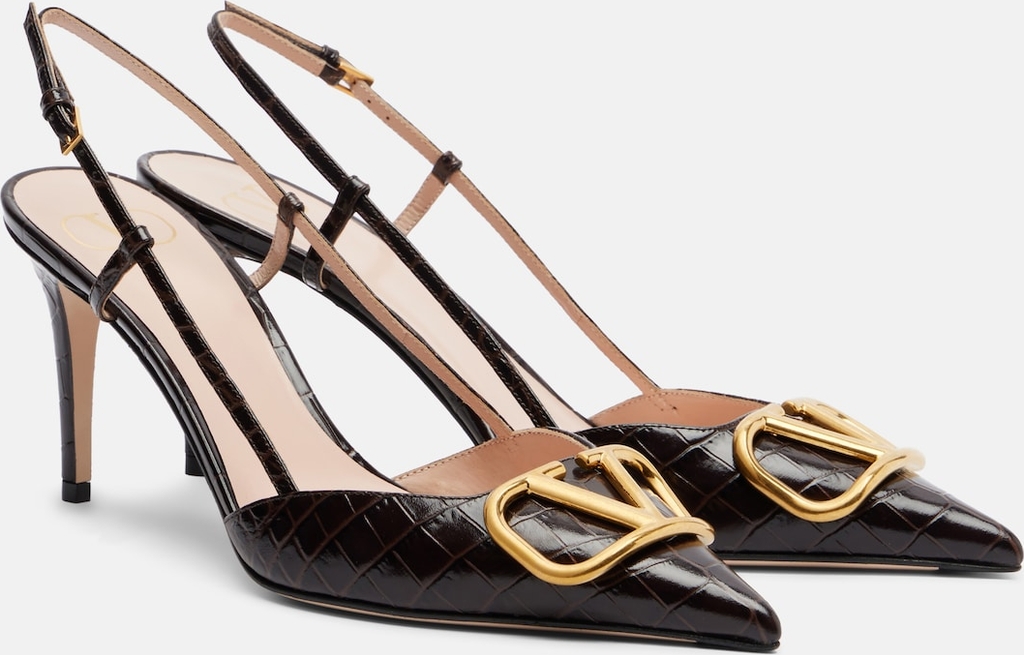 Valentino Garavani VLogo Signature Slingback Pump 80mm Leather - Brun