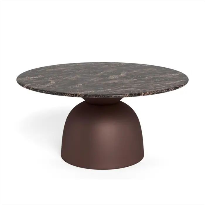 ferrol rund sofabord, top brun cocoa poleret marmor - ø 80 cm