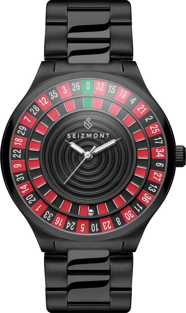 Seizmont Sort Rustfrit Stål Rouletteur Quartz