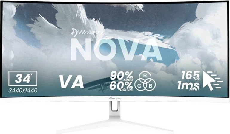 arozzi nova uwqhd | va | 165 hz | 34" gaming-skærm (hvid)