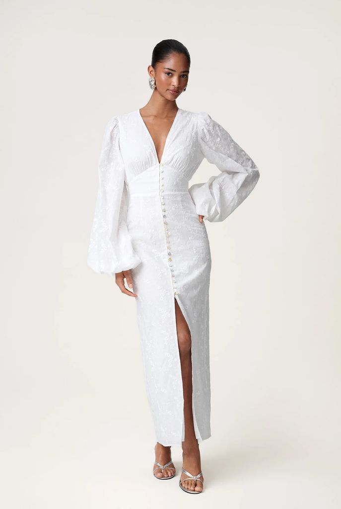 positano dress white embroidery
