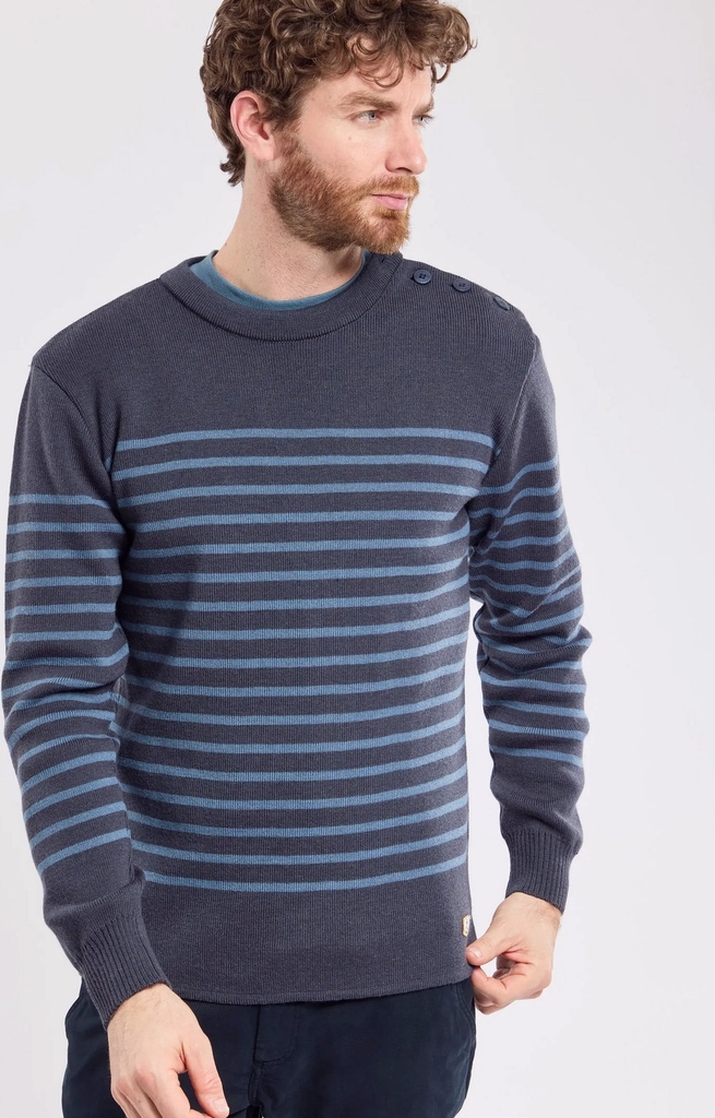 ARMOR LUX Striped Mariner Sweater "Molène" |Grey |L