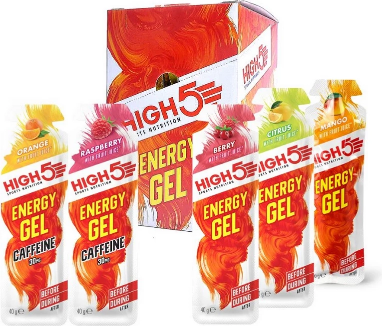 high5 energygel - kasse med 20 stk. - 4 x 5 forskellige smagsvarianter