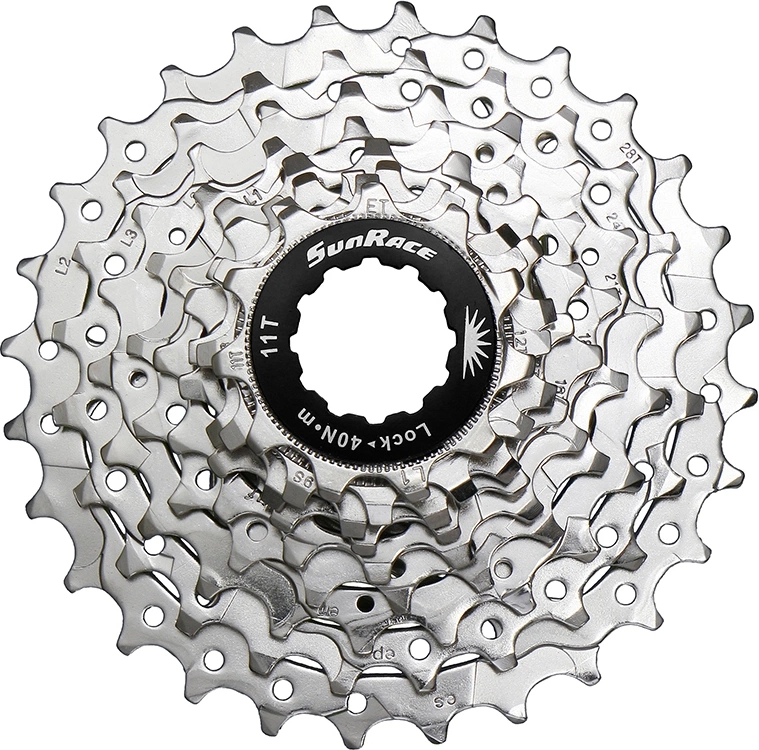 Sunrace CSR91 - Kassette 9 gear - 11-28 tands - Road - Til Shimano eller Sram - Nickel