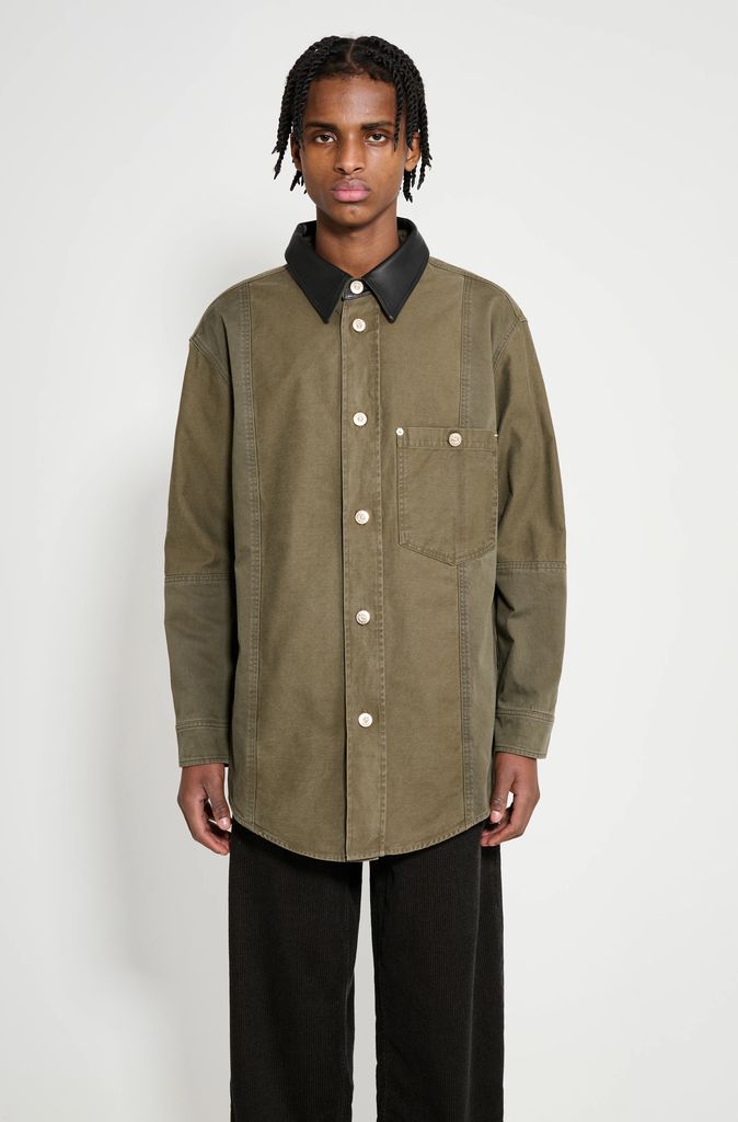 wales bonner brixton shirt jacket olive / black