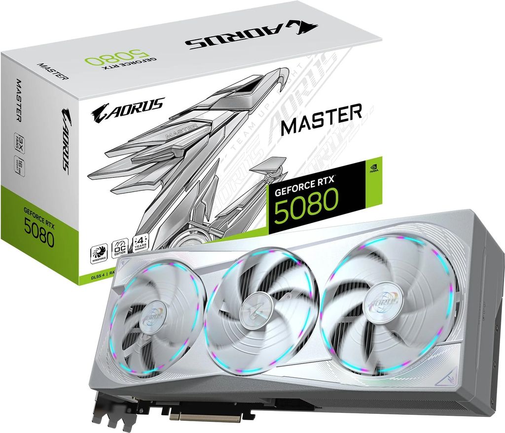 GIGABYTE GeForce RTX 5080 AORUS Master ICE - 16GB GDDR7 RAM - Grafikkort