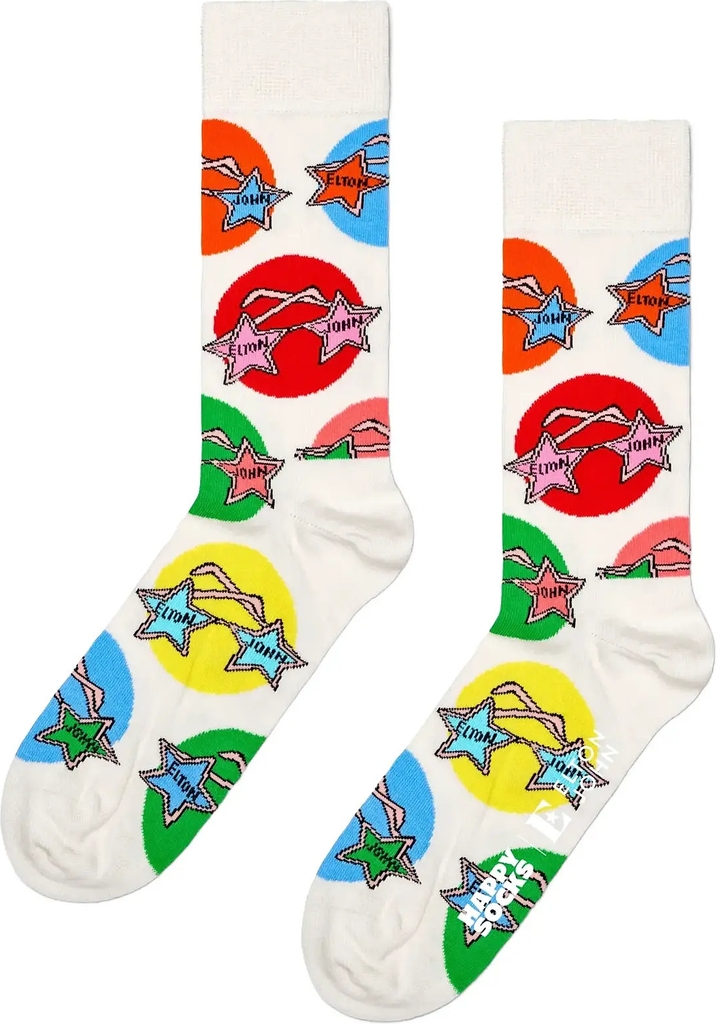 Happy Socks Elton John Glasses Sock - White - 41-46