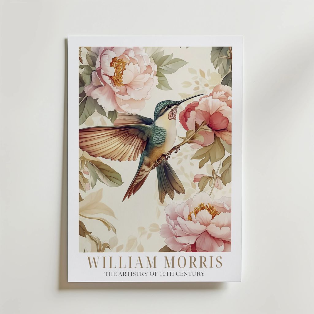 the hummingbird garden william morris poster