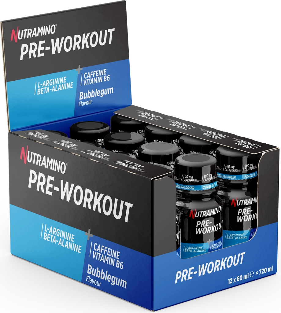 nutramino pre-workout shot - bubblegum (12x 60ml)