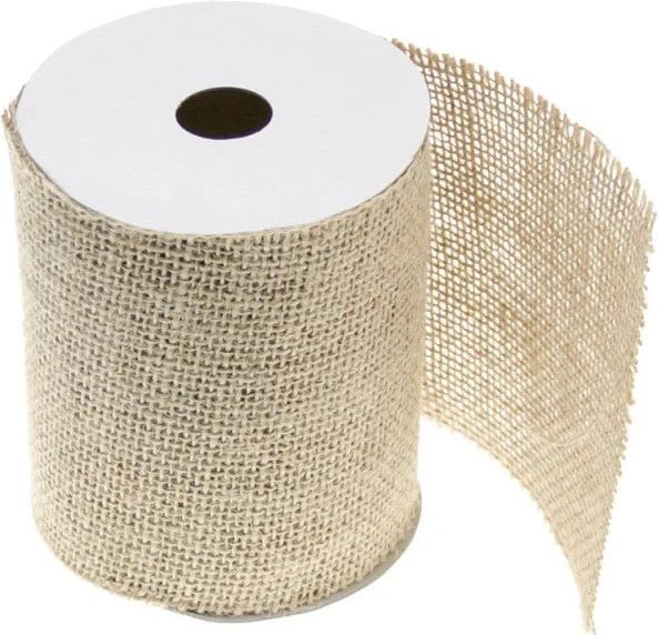 beige bånd i jute, 9,5 cm bredt, 5 m