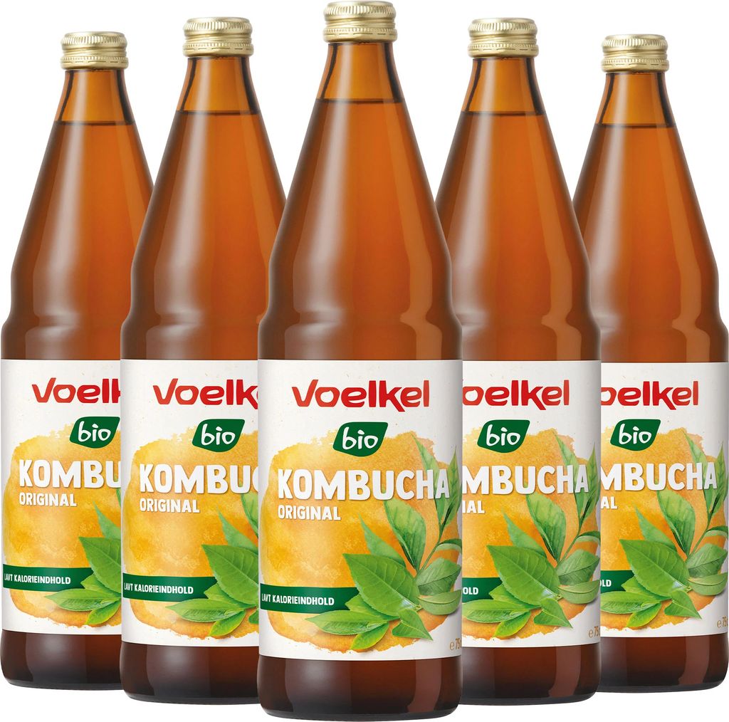 voelkel kombucha lime - ingefær økologisk | 5 x 750 ml