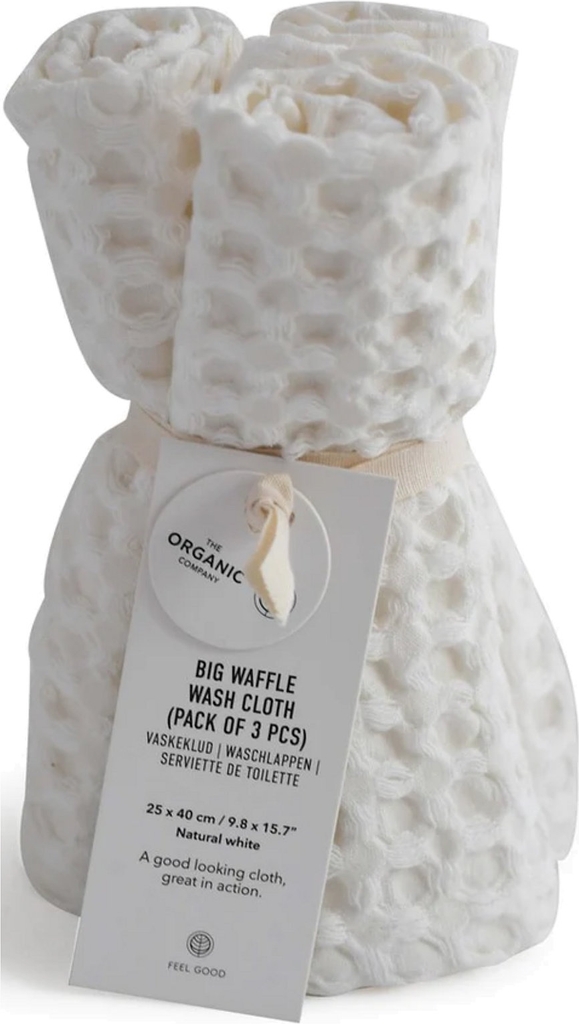 THE ORGANIC COMPANY Big Waffle Wash Cloth (Pack Of 3 Pcs) |White |One Size x 25