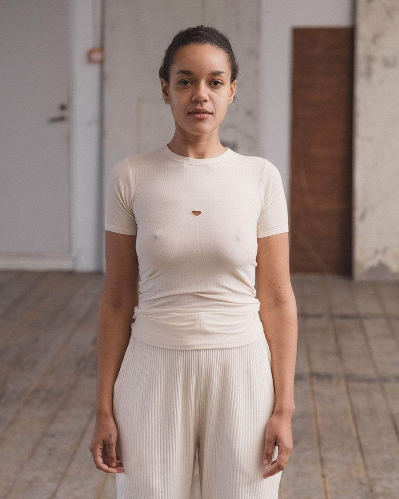 heart tee shirt - fine organic cotton rib