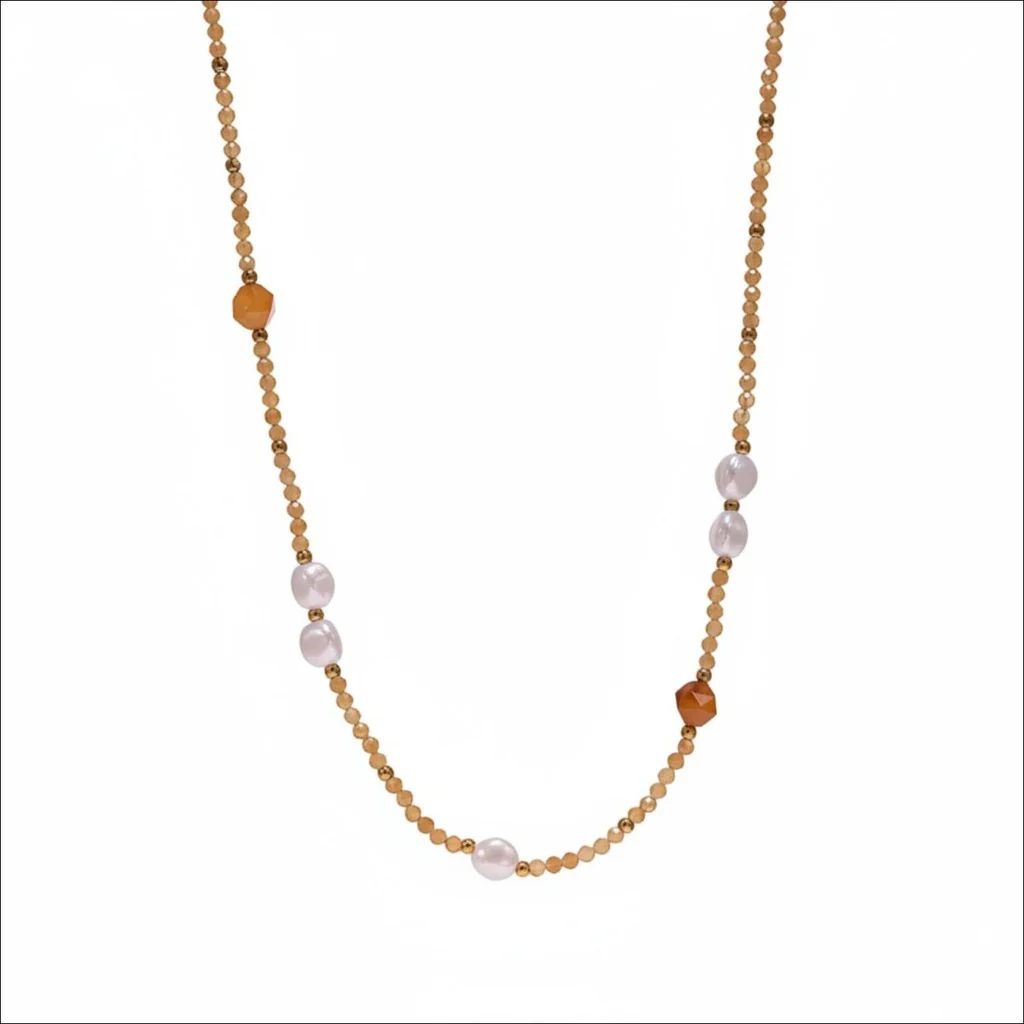 elva brown pearls necklace – 18k gold plated