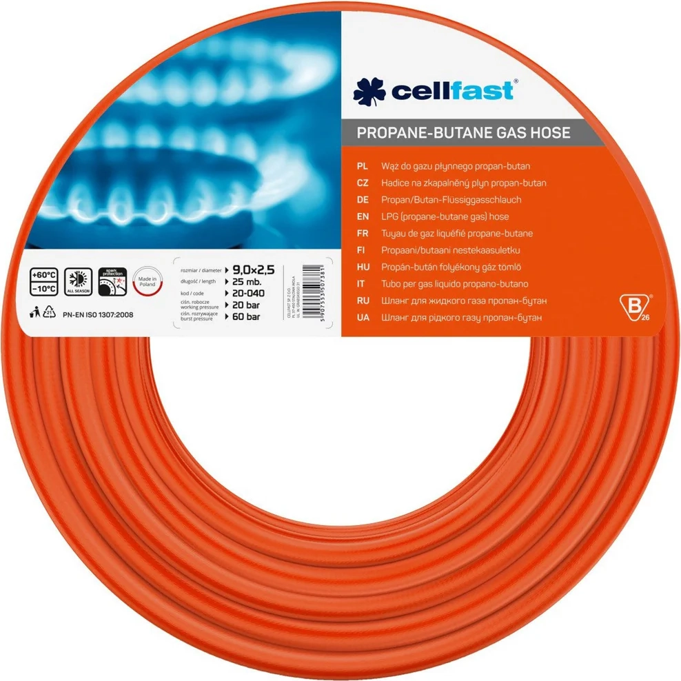 Cellfast Propan-Butan Gasslange 9 x 2.5 x 25 m
