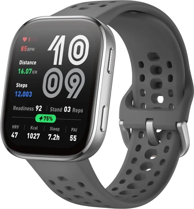 amazfit bip 6 - smart ur med rem - flydende silikone - håndledsstørrelse: 130-195 mm - display 1.97" - bluetooth - 27.9 g - brunsort